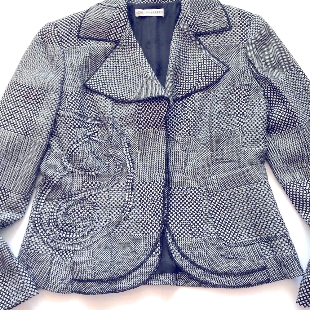 Zucchero tweed jacket.  Great fitting feminine details jacket.  Great front - Picture 2 of 4